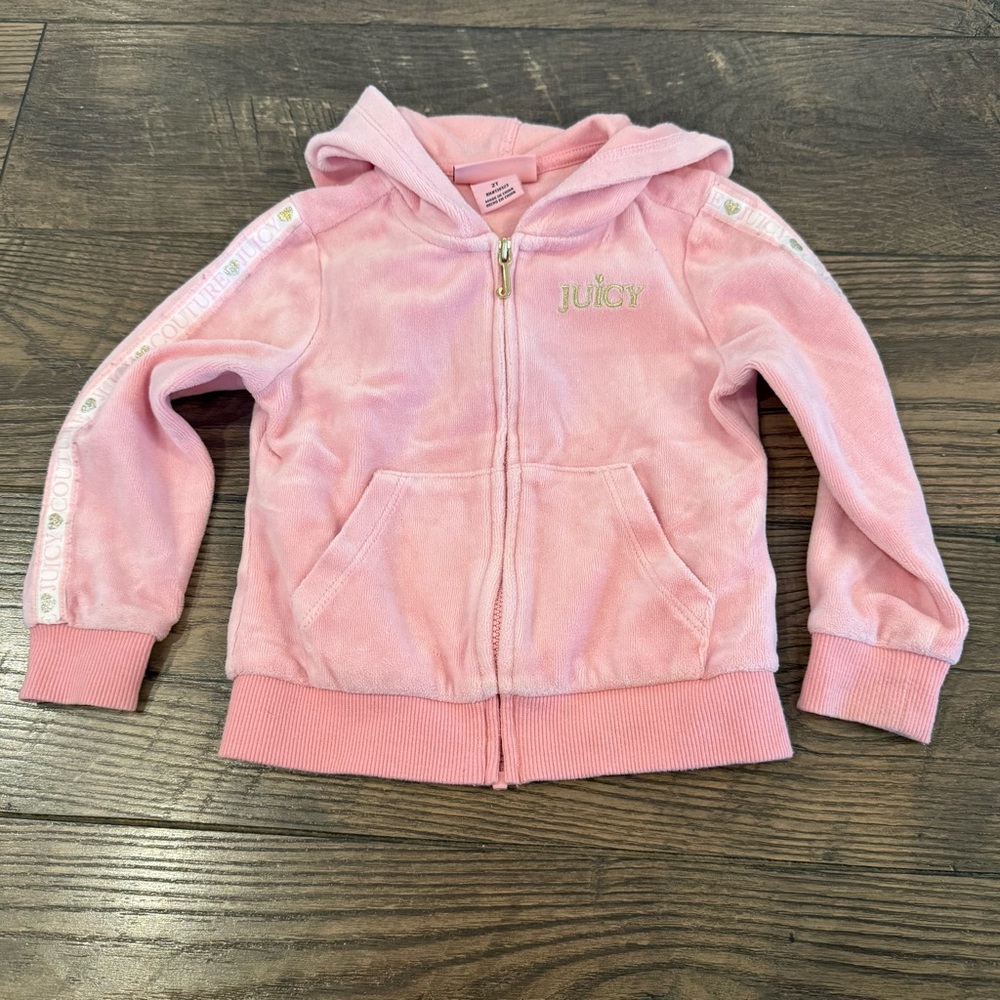 Juicy Couture Toddler Girls Pink Size 2T Velour Long Sleeve Jacket
